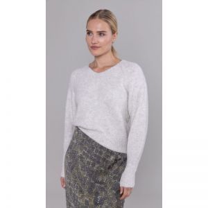 532090-P075 TRUI V-HALS stone white