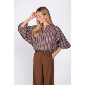 633255-T3410-BLOUSE brown/blu